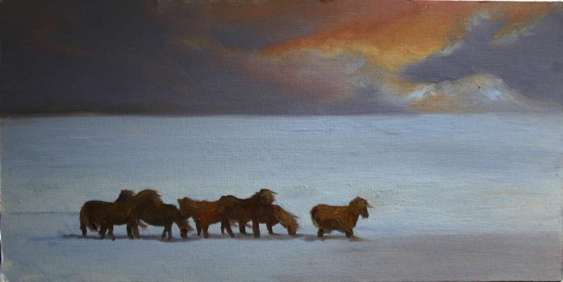 Icelandic Horses 8x16 Oil